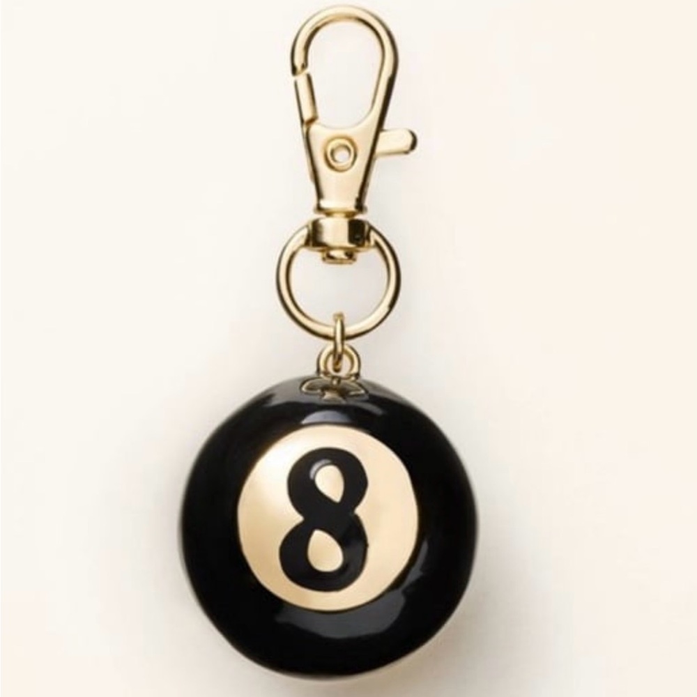 Kate Spade New York Target Magic Eight Ball Bag Charm Keychain Gold Black NEW